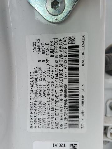 2HGFE2F59NH606606 - 2022 HONDA CIVIC SPORT თეთრი ფოტო 12