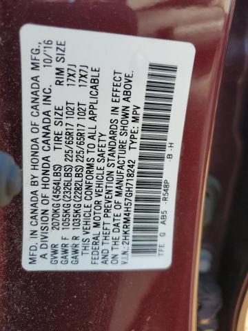 2HKRM4H57GH718242 - 2016 HONDA CR-V EX MAROON photo 12