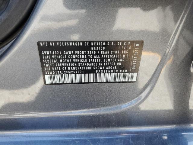 3VWD17AJ2FM257971 - 2015 VOLKSWAGEN JETTA SE GRAY photo 13