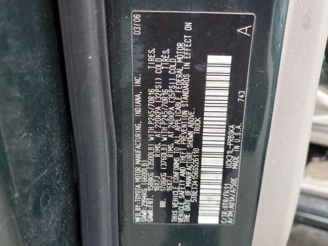 5TBET34156S526110 - 2006 TOYOTA TUNDRA DOUBLE CAB SR5 GREEN photo 12