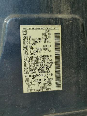 5N1AR18W76C607346 - 2006 NISSAN PATHFINDER LE 蓝色 照片 14