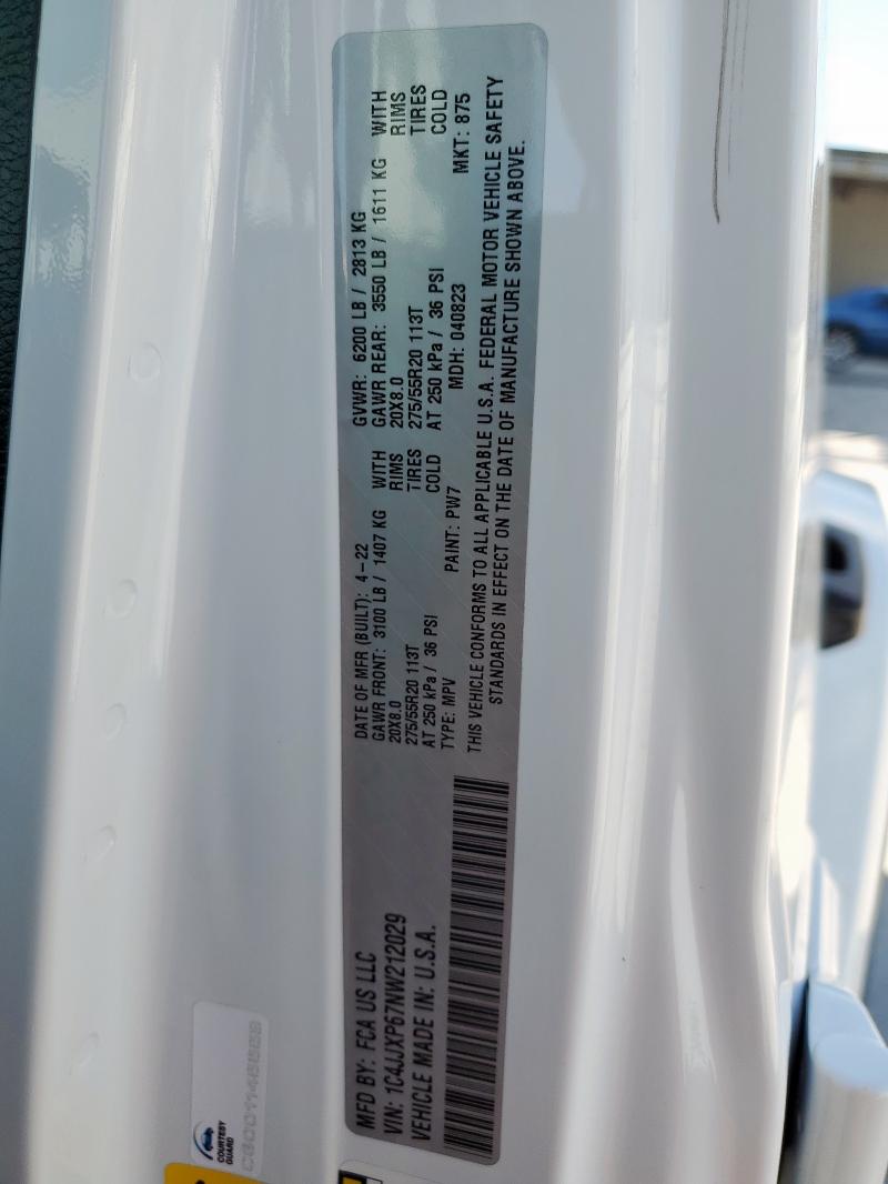 1C4JJXP67NW212029 - 2022 JEEP WRANGLER U SAHARA 4XE WHITE photo 12