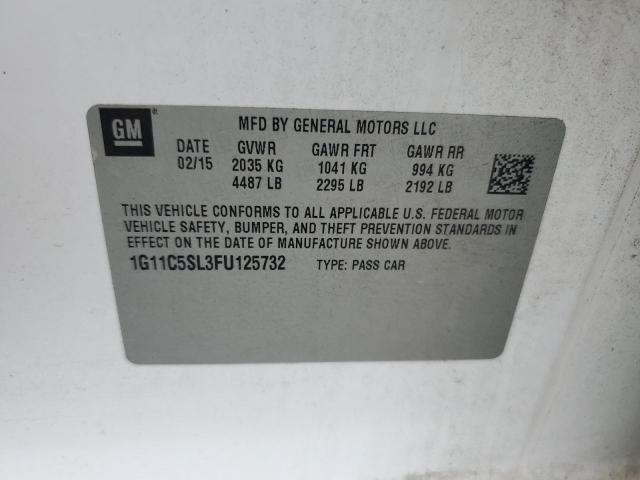 1G11C5SL3FU125732 - 2015 CHEVROLET MALIBU 1LT WHITE photo 12