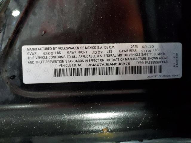 3VWAX7AJ8AM096875 - 2010 VOLKSWAGEN JETTA LIMITED შავი ფოტო 12