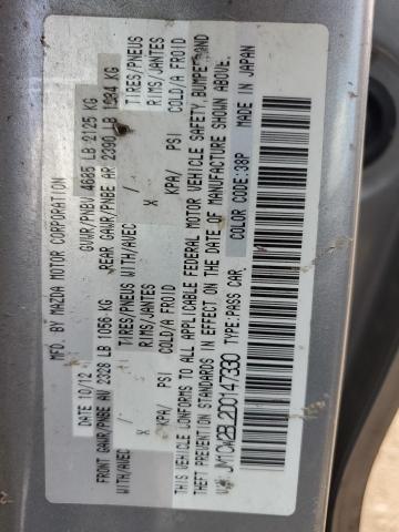 JM1CW2BL2D0147330 - 2013 MAZDA 5 Srebrny zdjęcie 12