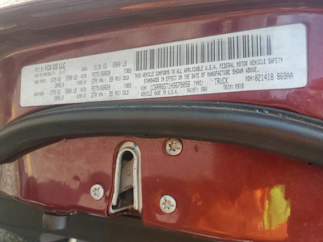 1C6RR6GT1HS679056 - 2017 RAM 1500 SLT BURGUNDY photo 13