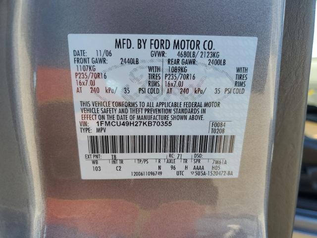 1FMCU49H27KB70355 - 2007 FORD ESCAPE HEV SILVER photo 13