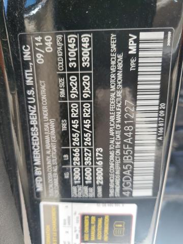 4JGDA5JB5FA481227 - 2015 MERCEDES-BENZ ML 350 黑色 照片 12