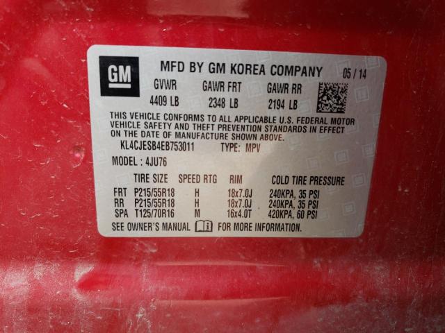 KL4CJESB4EB753011 - 2014 BUICK ENCORE RED photo 12