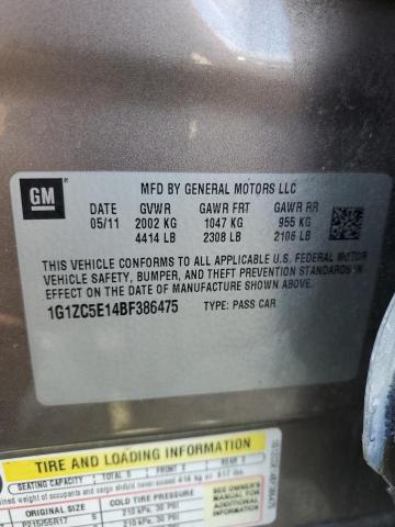 1G1ZC5E14BF386475 - 2011 CHEVROLET MALIBU 1LT GRAY photo 12