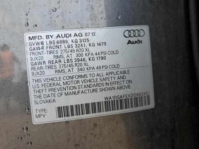 WA1DGAFEXDD002451 - 2013 AUDI Q7 PRESTIGE رمادي صورة 12