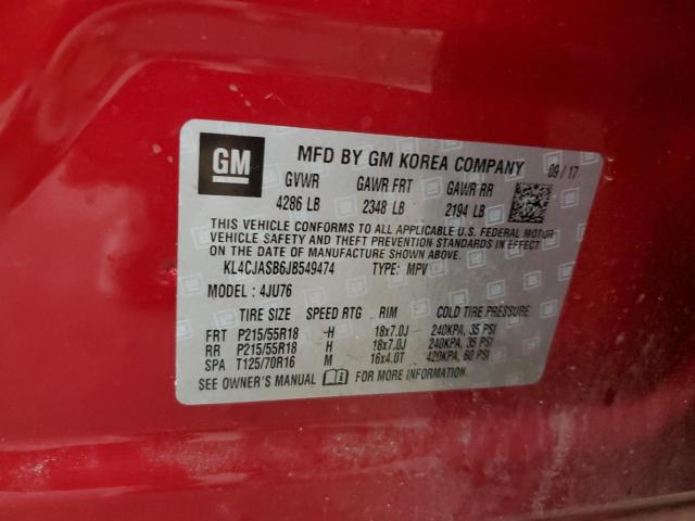 KL4CJASB6JB549474 - 2018 BUICK ENCORE PREFERRED 红色 照片 13