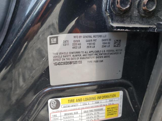 1G4GC5ED5BF325155 - 2011 BUICK LACROSSE CXL შავი ფოტო 12