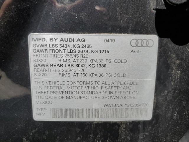 WA1BNAFY2K2094770 - 2019 AUDI Q5 PREMIUM PLUS 灰色 照片 14