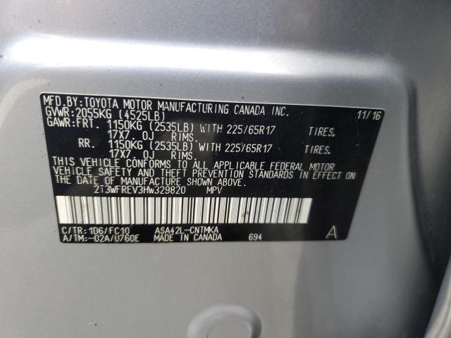 2T3WFREV3HW329820 - 2017 TOYOTA RAV4 XLE SILVER photo 13