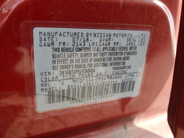 3N1AB7AP5JY348454 - 2018 NISSAN SENTRA S RED photo 13