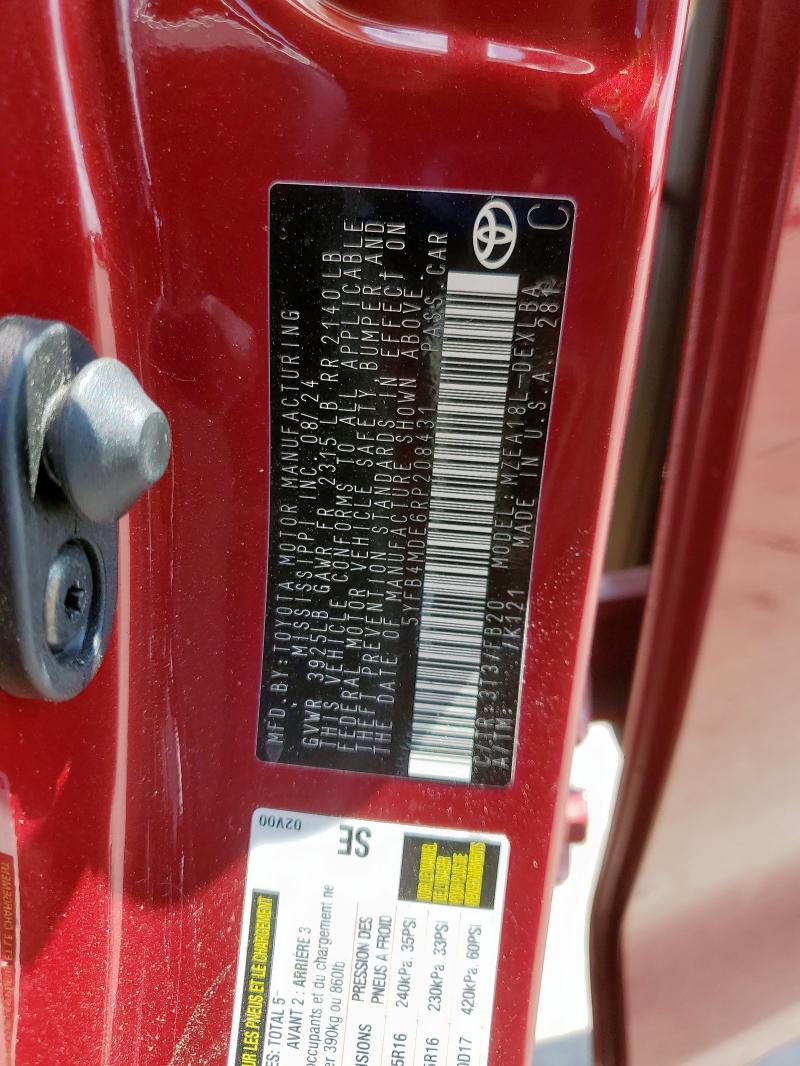 5YFB4MDE6RP208431 - 2024 TOYOTA COROLLA LE Burdeos foto 13