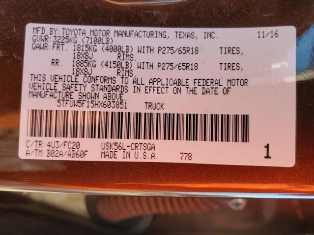5TFUW5F15HX603851 - 2017 TOYOTA TUNDRA DOUBLE CAB SR/SR5 BURGUNDY photo 12