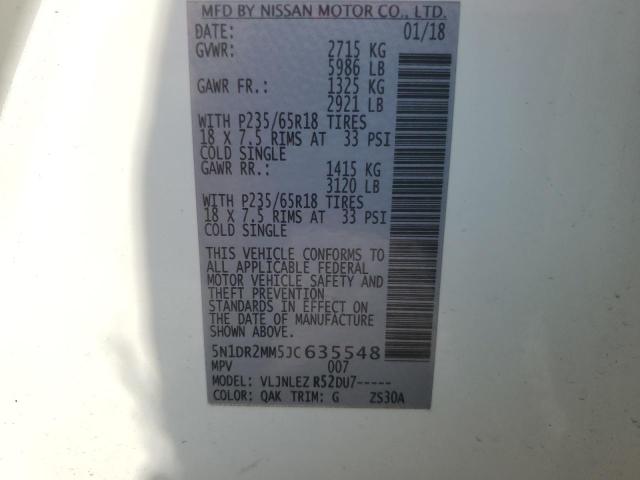 5N1DR2MM5JC635548 - 2018 NISSAN PATHFINDER S Սպիտակ լուսանկար 14