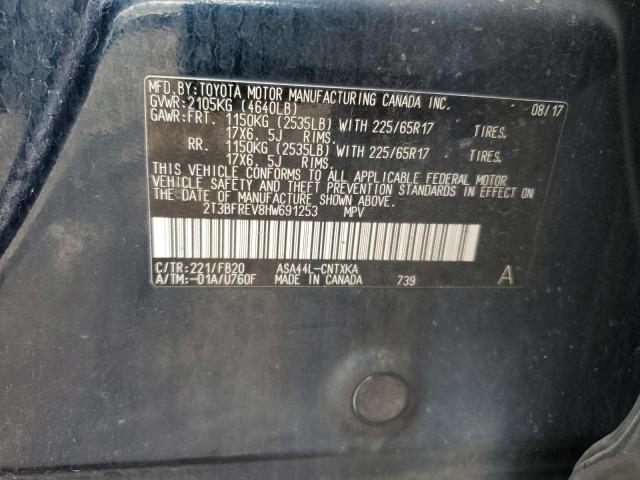 2T3BFREV8HW691253 - 2017 TOYOTA RAV4 LE გრაფიტი ფოტო 12