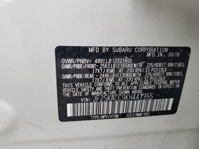 JF2SKACC9KH441355 - 2019 SUBARU FORESTER 白色 照片 14