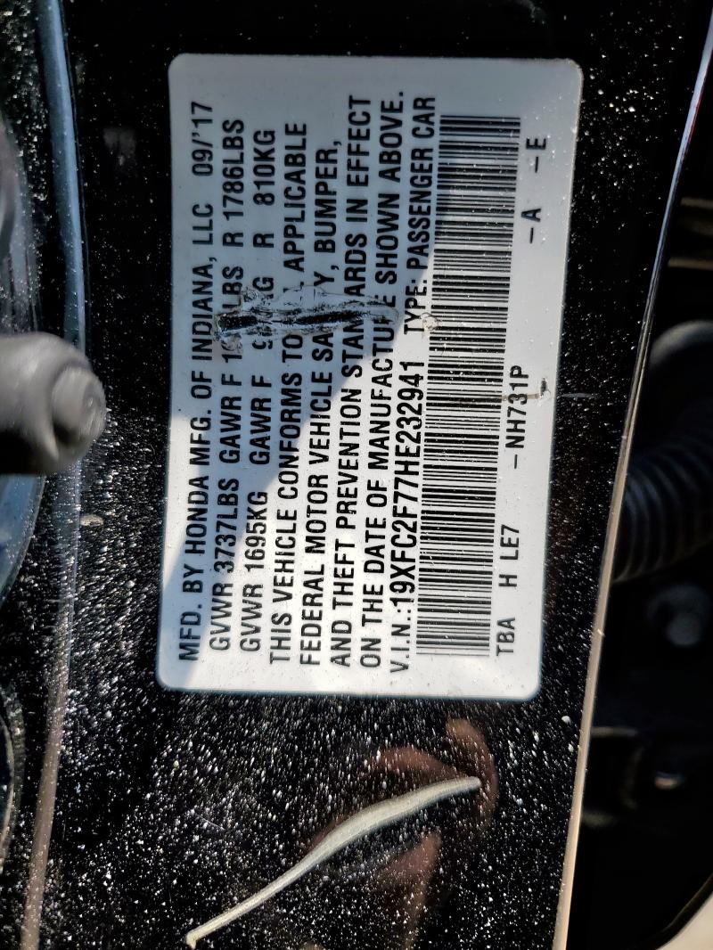 19XFC2F77HE232941 - 2017 HONDA CIVIC EX BLACK photo 13