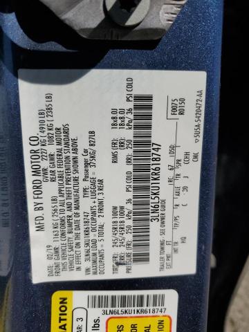 3LN6L5KU1KR618747 - 2019 LINCOLN MKZ Mavi foto 12