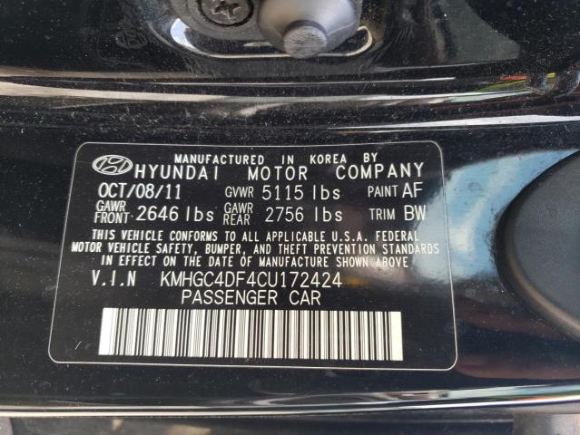 KMHGC4DF4CU172424 - 2012 HYUNDAI GENESIS 4.6L BLACK photo 12