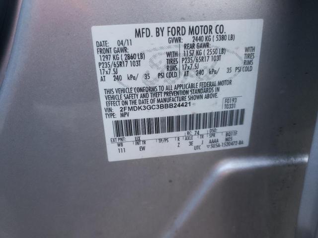 2FMDK3GC3BBB24421 - 2011 FORD EDGE SE GRAY photo 13