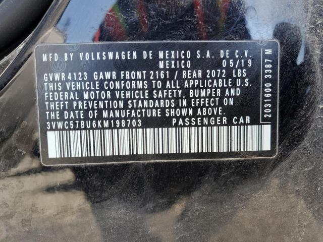 3VWC57BU6KM198703 - 2019 VOLKSWAGEN JETTA S BLACK photo 13