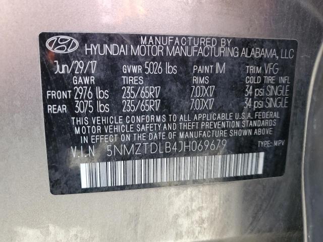 5NMZTDLB4JH069679 - 2018 HYUNDAI SANTA FE SPORT GRAY photo 13