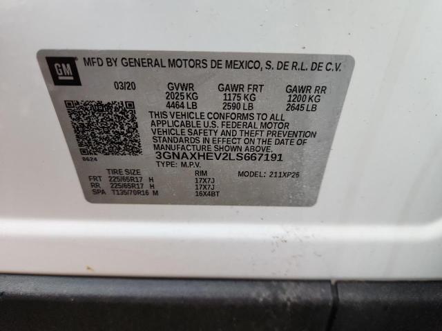 3GNAXHEV2LS667191 - 2020 CHEVROLET EQUINOX LS 白色 照片 13