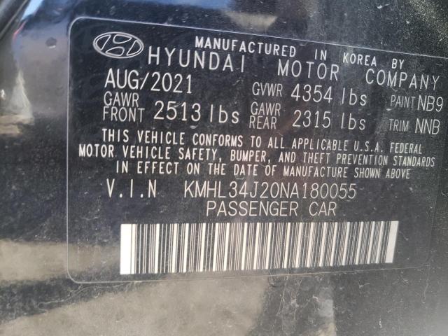 KMHL34J20NA180055 - 2022 HYUNDAI SONATA LIMITED BLACK photo 12