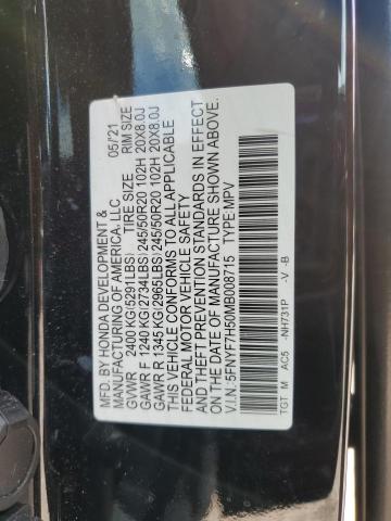 5FNYF7H50MB008715 - 2021 HONDA PASSPORT EXL Siyah fotoğraf 14