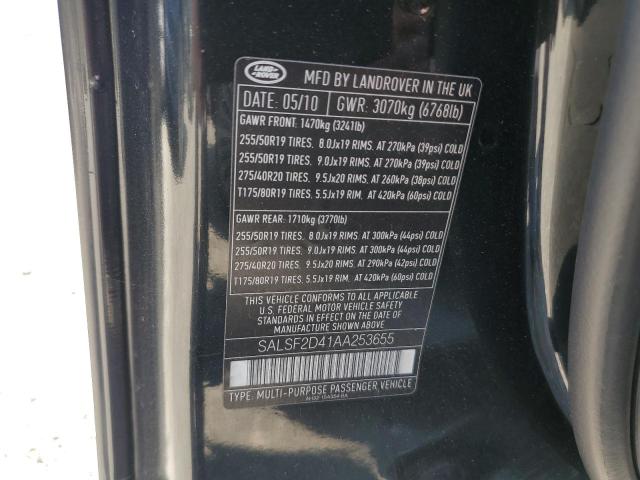 SALSF2D41AA253655 - 2010 LAND ROVER RANGE ROVE HSE BLACK photo 13