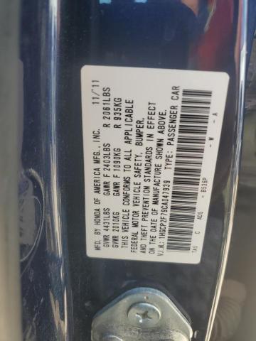 1HGCP2F79CA047939 - 2012 HONDA ACCORD EX 蓝色 照片 13