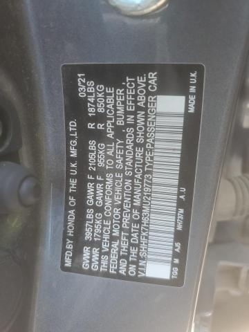 SHHFK7H63MU219773 - 2021 HONDA CIVIC EX GRAY photo 13
