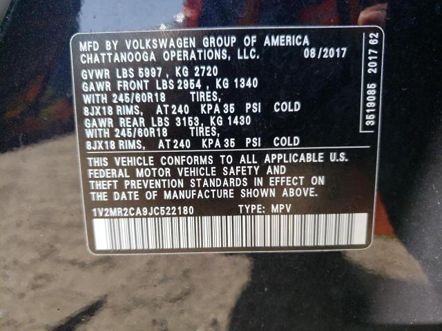 1V2MR2CA9JC522180 - 2018 VOLKSWAGEN ATLAS SEL BLACK photo 13