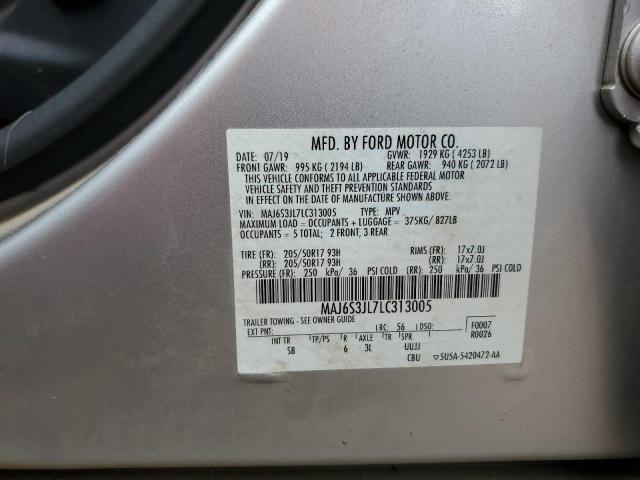 MAJ6S3JL7LC313005 - 2020 FORD ECOSPORT SES SILVER photo 13