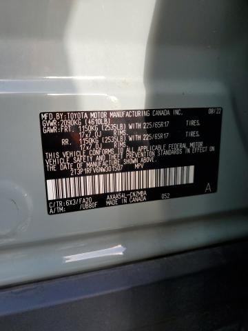 2T3P1RFV6NW301507 - 2022 TOYOTA RAV4 XLE GRAY photo 13