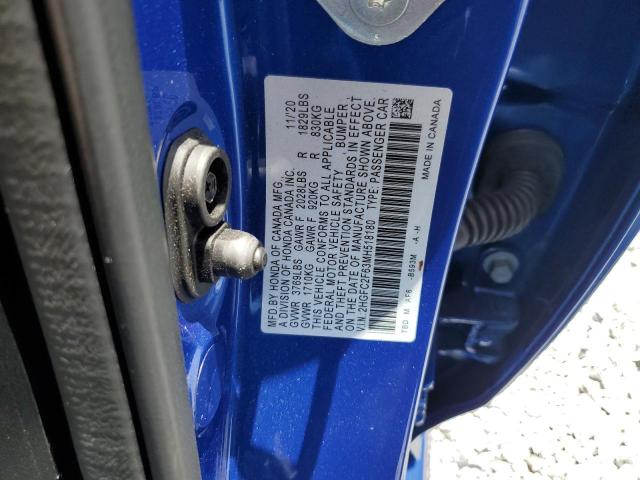 2HGFC2F63MH518180 - 2021 HONDA CIVIC LX 蓝色 照片 12
