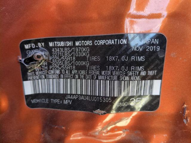 JA4AP3AU4LU015305 - 2020 MITSUBISHI OUTLANDER ES ნარინჯისფერი ფოტო 12