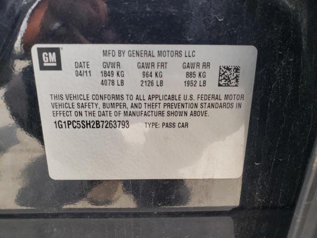 1G1PC5SH2B7263793 - 2011 CHEVROLET CRUZE LS 黑色 照片 12