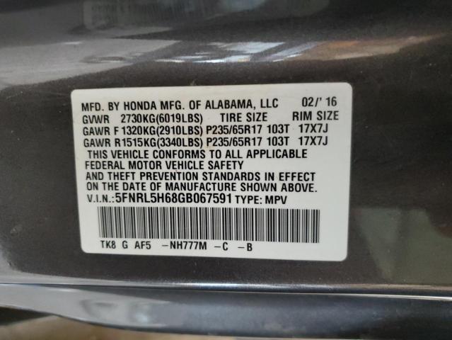 5FNRL5H68GB067591 - 2016 HONDA ODYSSEY EXL Boz foto 13