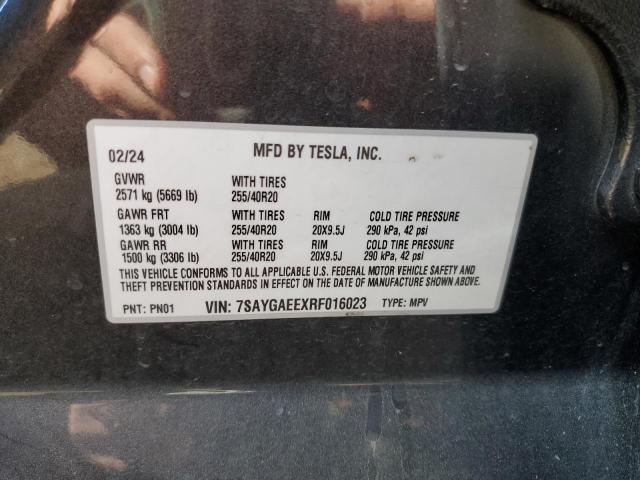 7SAYGAEEXRF016023 - 2024 TESLA MODEL Y Czarny zdjęcie 13