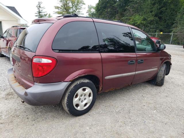 1B4GP25391B179487 - 2001 DODGE CARAVAN SE BURGUNDY photo 3