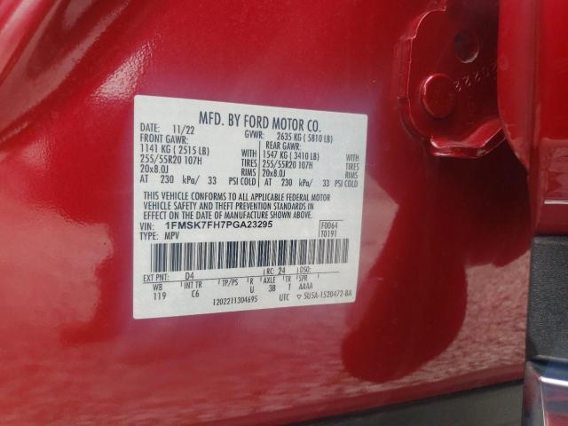 1FMSK7FH7PGA23295 - 2023 FORD EXPLORER LIMITED RED photo 14