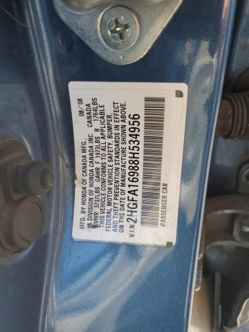 2HGFA16988H534956 - 2008 HONDA CIVIC EXL BLUE photo 12