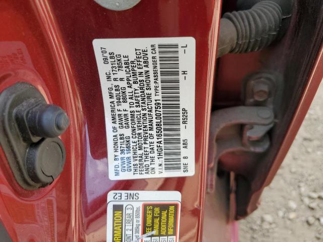 1HGFA16508L007591 - 2008 HONDA CIVIC LX RED photo 13