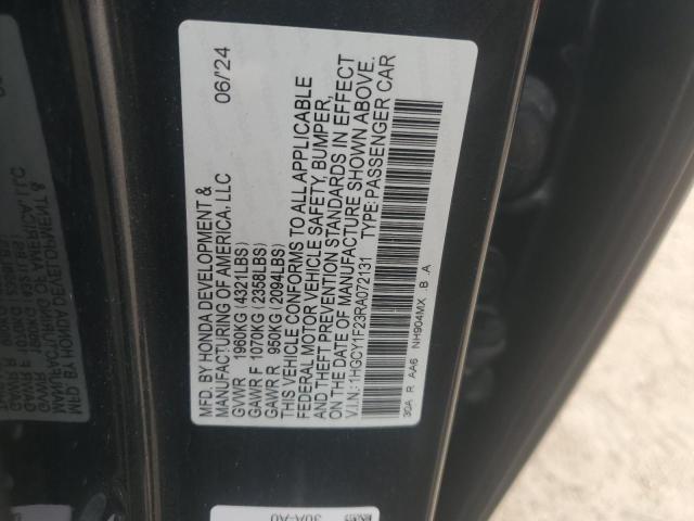1HGCY1F23RA072131 - 2024 HONDA ACCORD LX GRAY photo 12